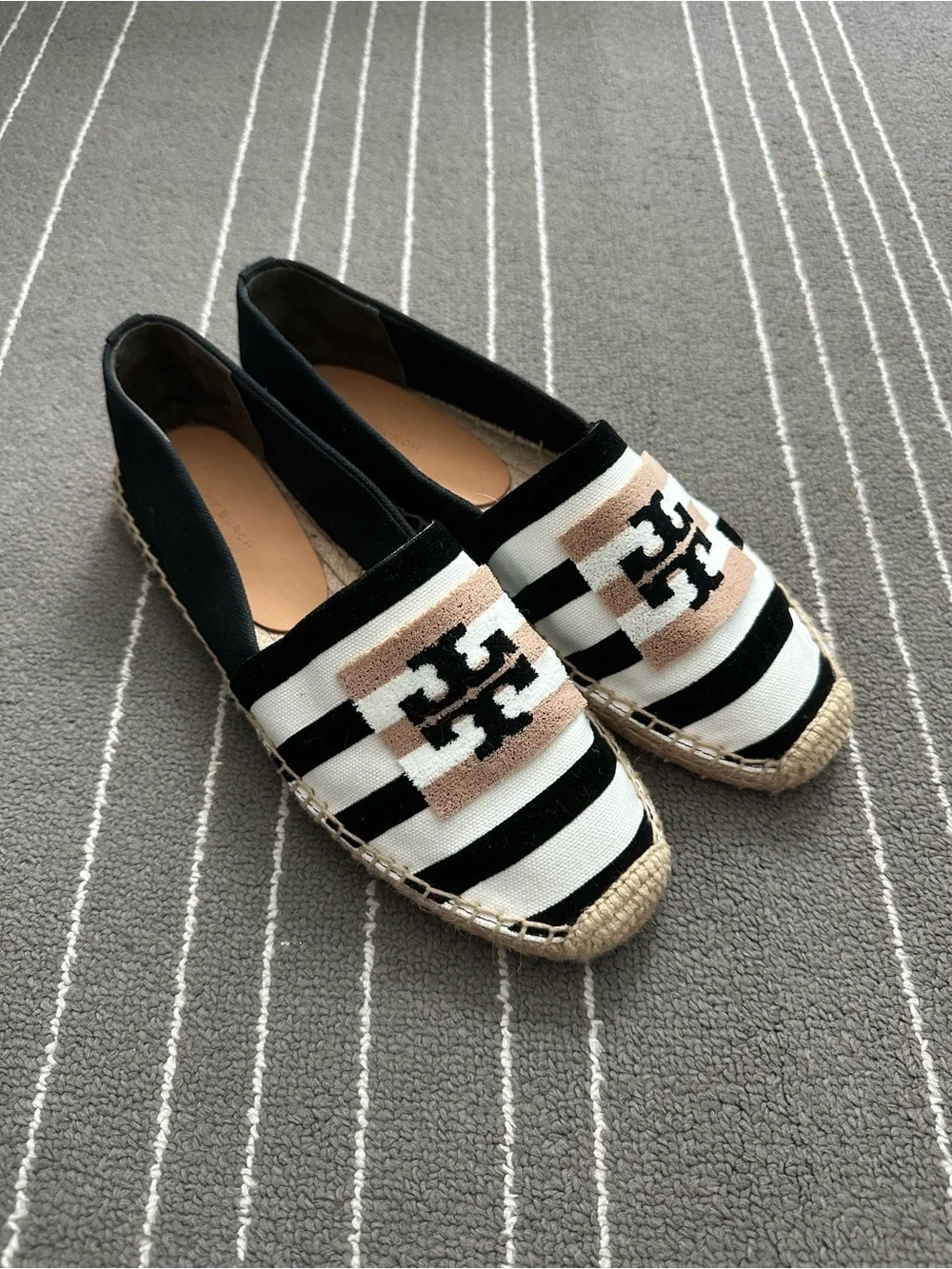 Tory Burch Double T Espadrille Canvas Flats